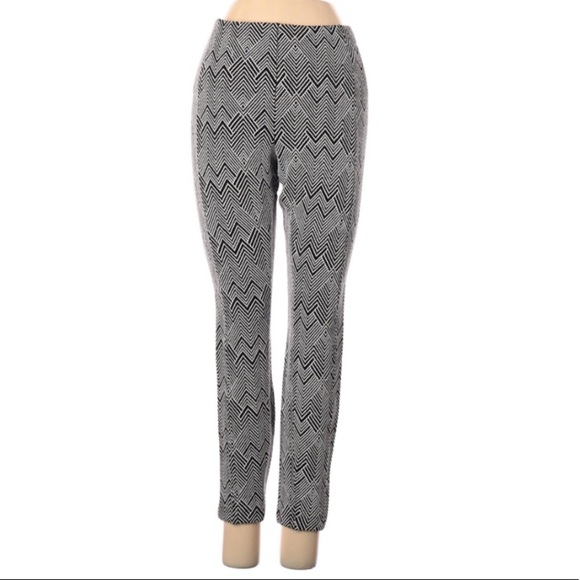 Lysse Black White Chevron Pull On Stretch Pants - Picture 1 of 4